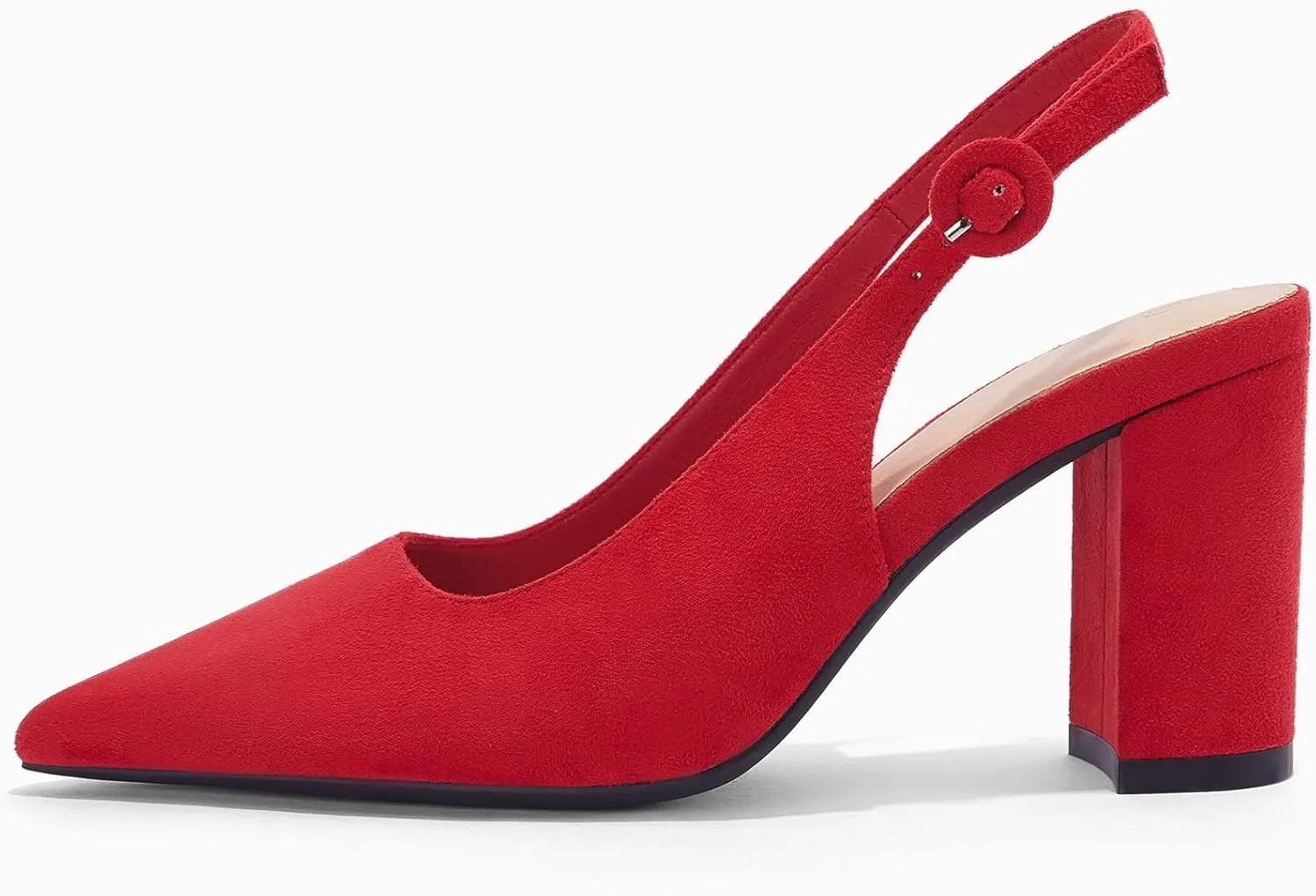 Women's Pointed Toe Block Heel Pumps Slingback Chunky Heel Slip On Work Party Dress Shoes