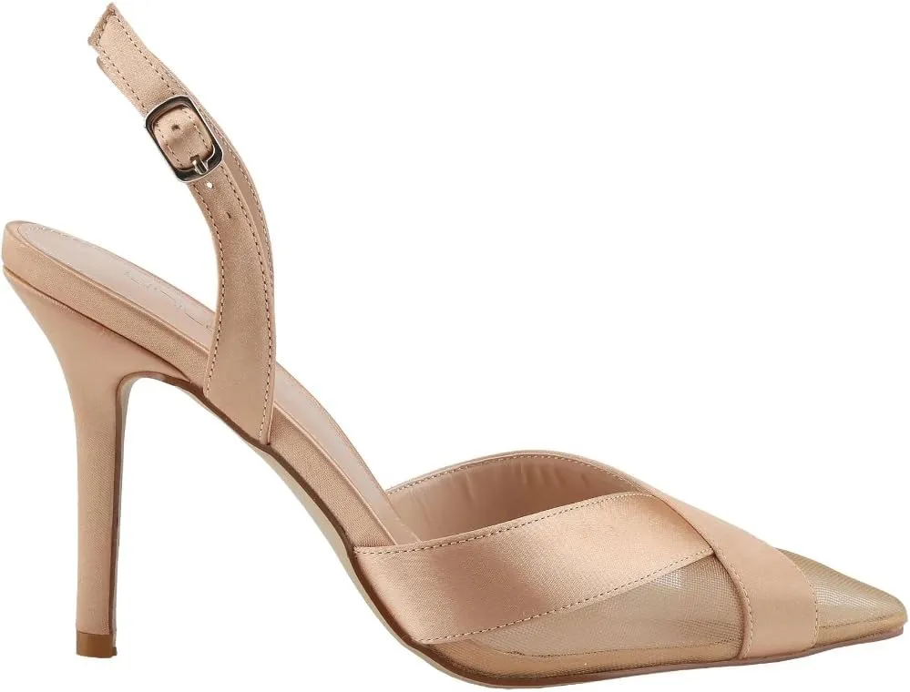 Women's Pointed Toe High Heel Pumps Slingback Stiletto Heel Mesh Satin Criss Cross Strap Breathable Elegant Sexy Shoes Summer Elegant Basics Business Casual Business Chic Spring Shoes Spring Break Easter