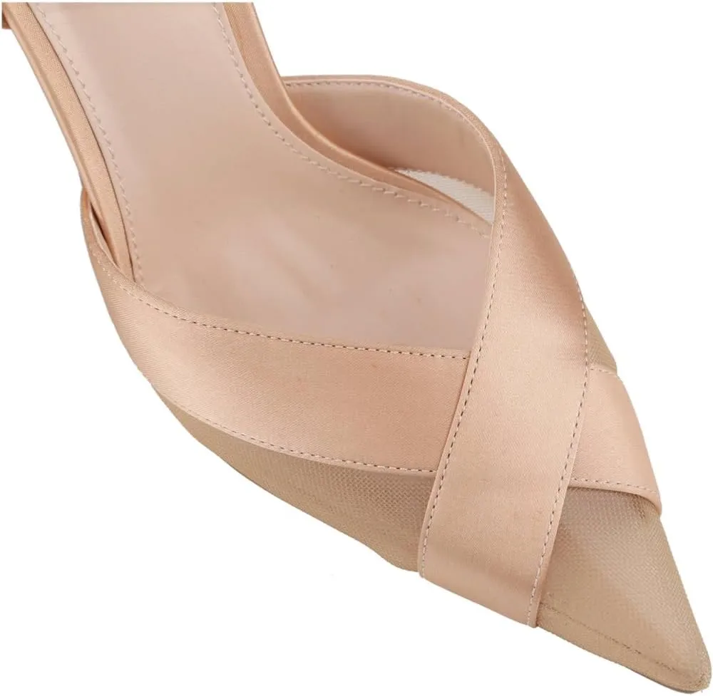 Women's Pointed Toe High Heel Pumps Slingback Stiletto Heel Mesh Satin Criss Cross Strap Breathable Elegant Sexy Shoes Summer Elegant Basics Business Casual Business Chic Spring Shoes Spring Break Easter