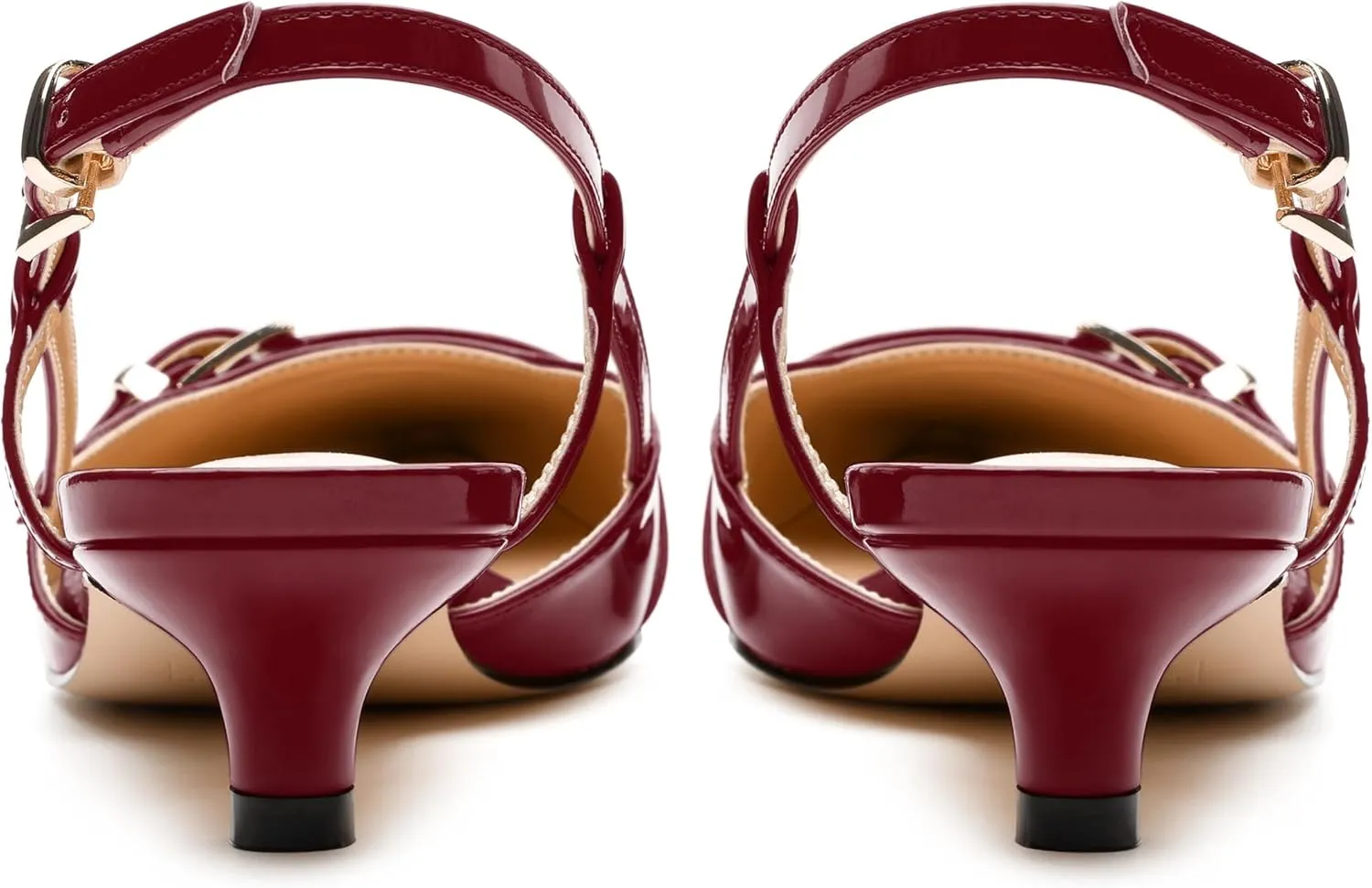 Women's Pumps, Closed Pointed Toe Slingback Heels, Ankle Strap Buckle Fashion Kitten Heel Shoes for Women Dress Party Wedding