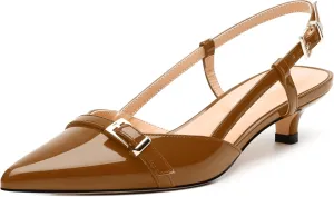 Women's Pumps, Closed Pointed Toe Slingback Heels, Ankle Strap Buckle Fashion Kitten Heel Shoes for Women Dress Party Wedding