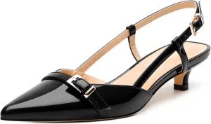 Women's Pumps, Closed Pointed Toe Slingback Heels, Ankle Strap Buckle Fashion Kitten Heel Shoes for Women Dress Party Wedding