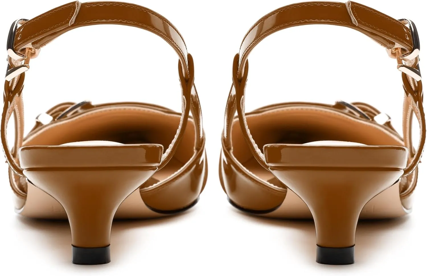 Women's Pumps, Closed Pointed Toe Slingback Heels, Ankle Strap Buckle Fashion Kitten Heel Shoes for Women Dress Party Wedding
