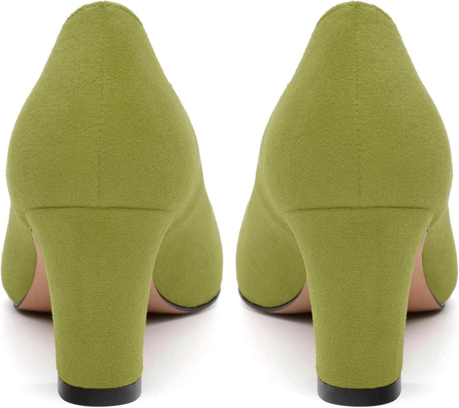 Women's Pumps, Pointed Closed Toe Fashion Chunky Heels, Slip On Mid Heel Shoes for Women
