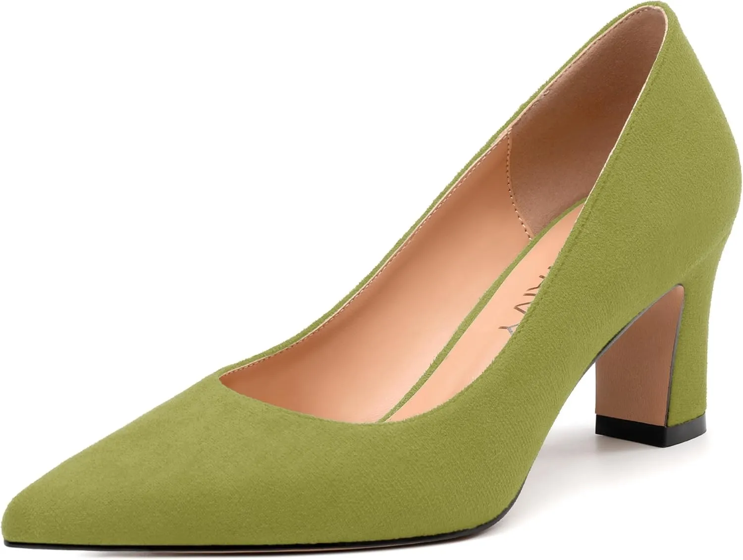 Women's Pumps, Pointed Closed Toe Fashion Chunky Heels, Slip On Mid Heel Shoes for Women