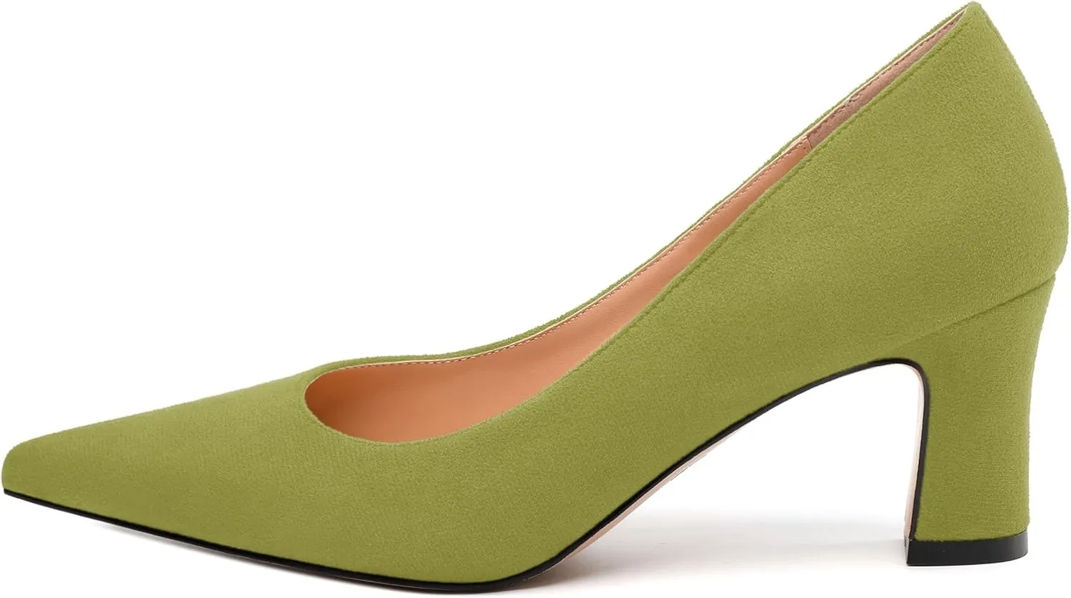 Women's Pumps, Pointed Closed Toe Fashion Chunky Heels, Slip On Mid Heel Shoes for Women