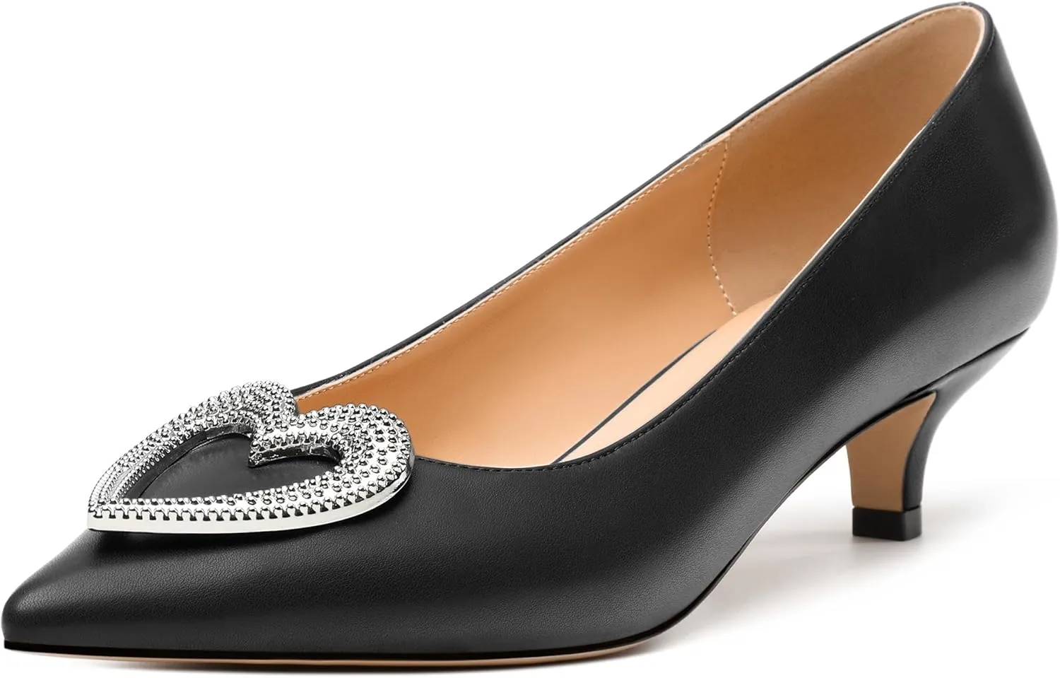 Women's Pumps Shoes Kitten Heels for Women Elegant Pumps Heart Shape Metal Pumps Heels