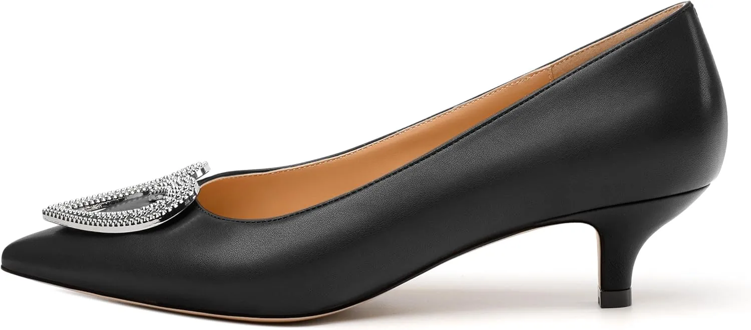 Women's Pumps Shoes Kitten Heels for Women Elegant Pumps Heart Shape Metal Pumps Heels