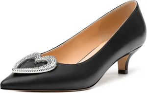 Women's Pumps Shoes Kitten Heels for Women Elegant Pumps Heart Shape Metal Pumps Heels