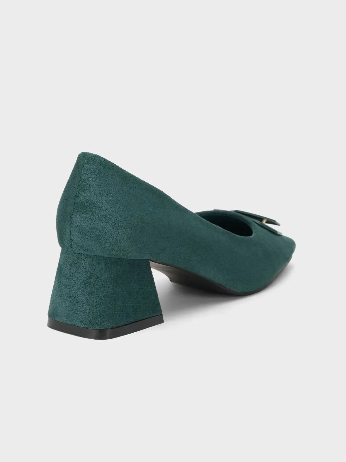 Womens "NETAN" Block Heel Decorated Courts