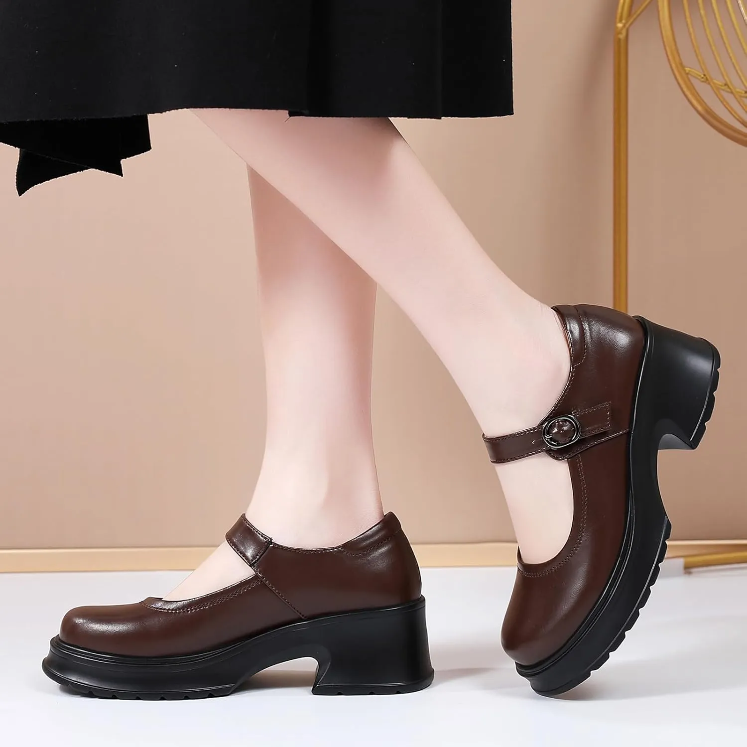 Women's Red Mary Jane Platform Heels Size 8.5 Casual Dressy Comfortable Work Party Shoes