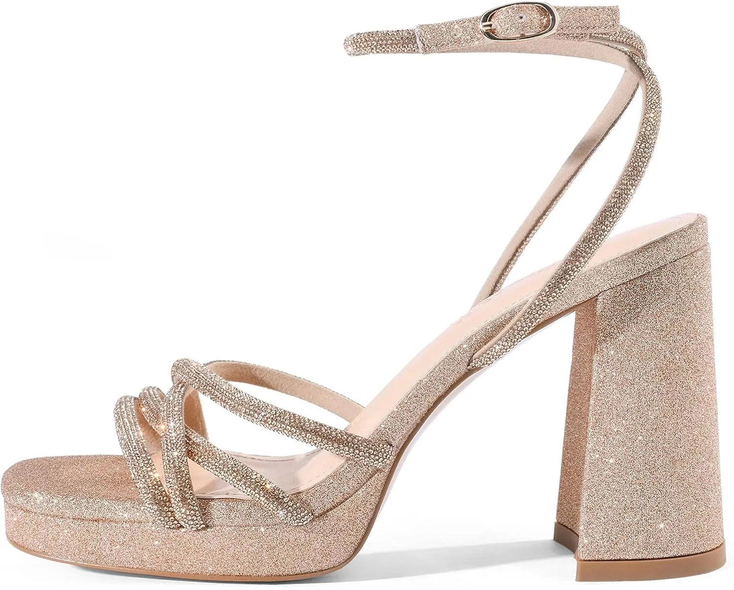 Women's Rhinestone High Heel Sandals Ankle Strap Crystal Heels for Women Open Toe Heels Wedding Party Dress Pumps Sandals