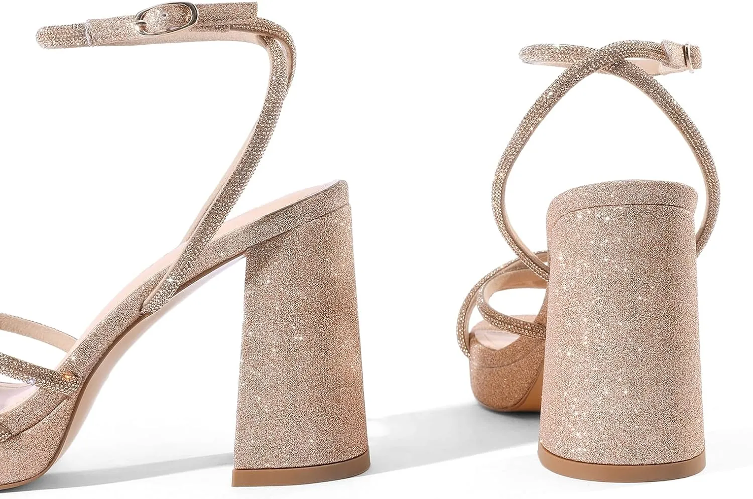 Women's Rhinestone High Heel Sandals Ankle Strap Crystal Heels for Women Open Toe Heels Wedding Party Dress Pumps Sandals
