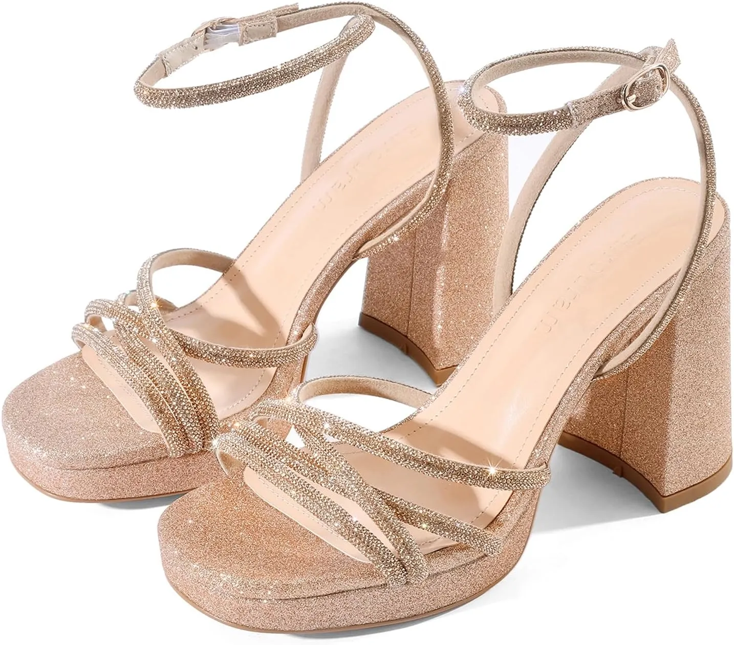 Women's Rhinestone High Heel Sandals Ankle Strap Crystal Heels for Women Open Toe Heels Wedding Party Dress Pumps Sandals