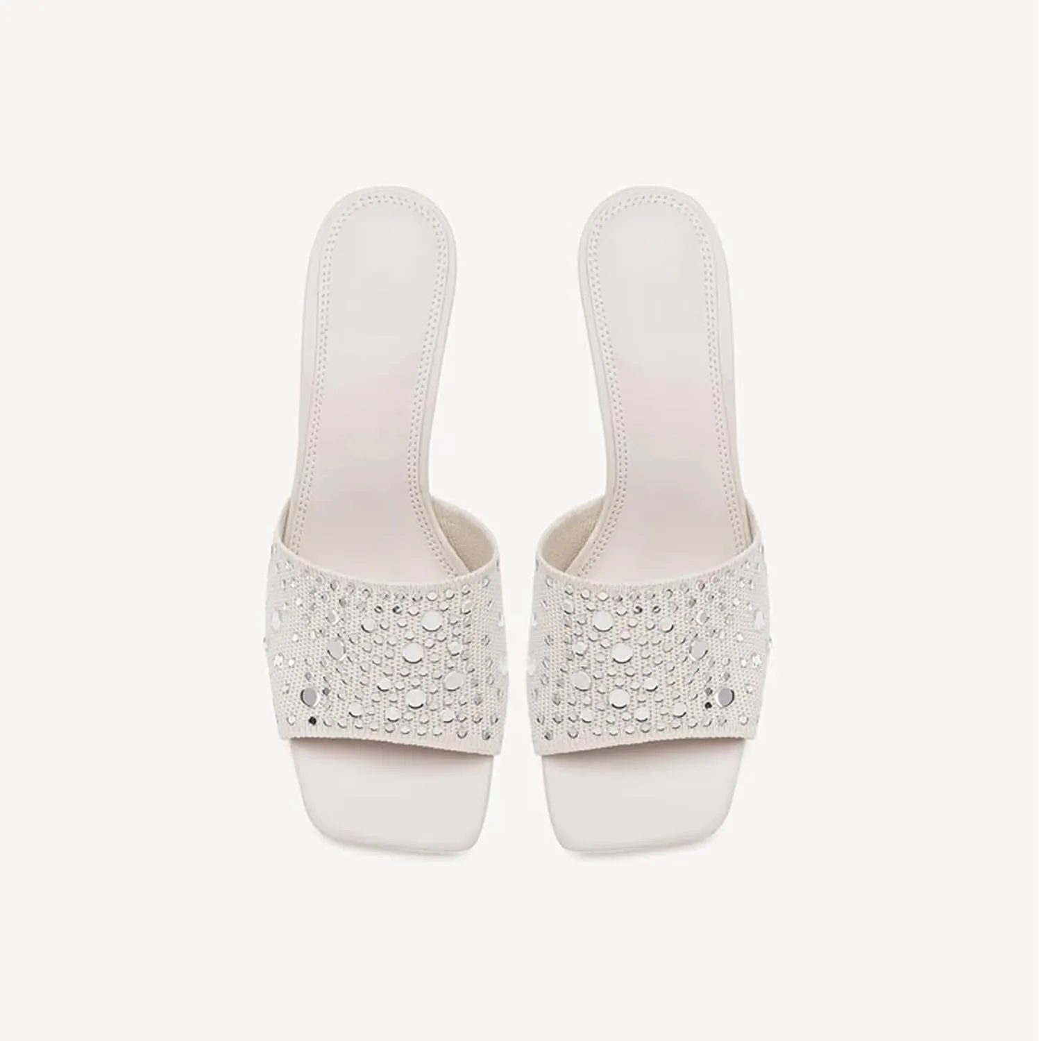 Women's Rhinestone Stiletto Sandals - Elegant Medium Heels with Open Toe for Parties & Daily Outfits