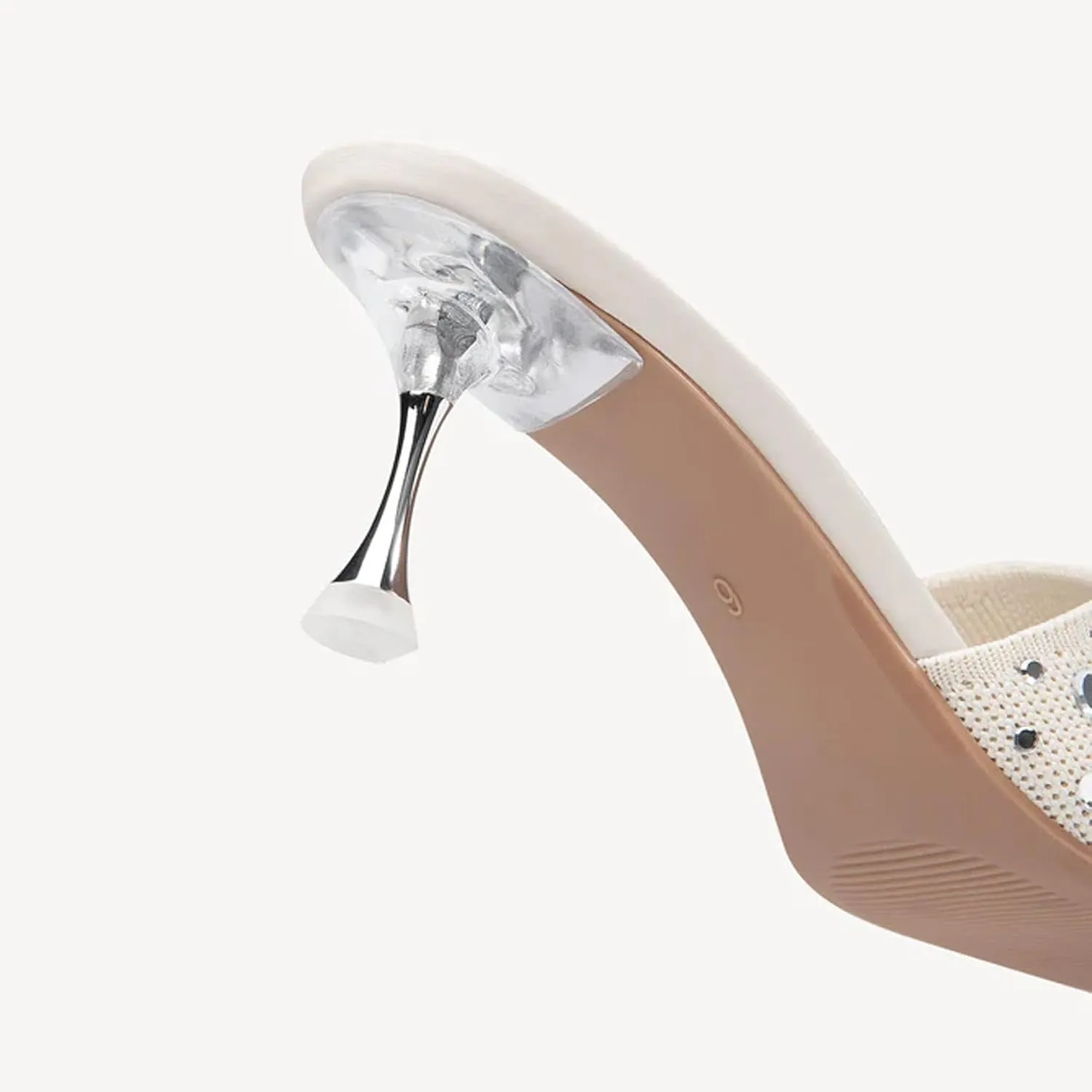 Women's Rhinestone Stiletto Sandals - Elegant Medium Heels with Open Toe for Parties & Daily Outfits