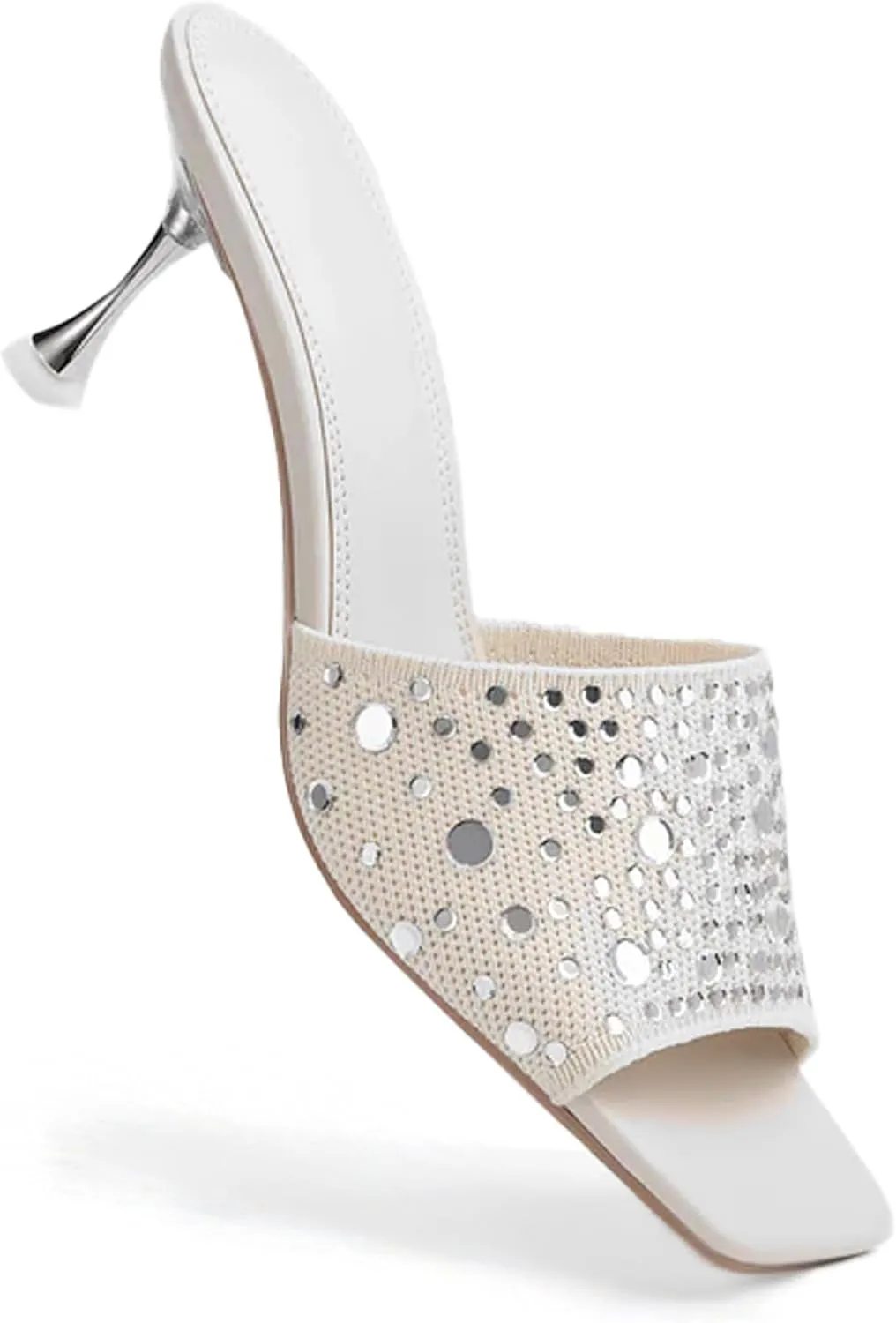 Women's Rhinestone Stiletto Sandals - Elegant Medium Heels with Open Toe for Parties & Daily Outfits