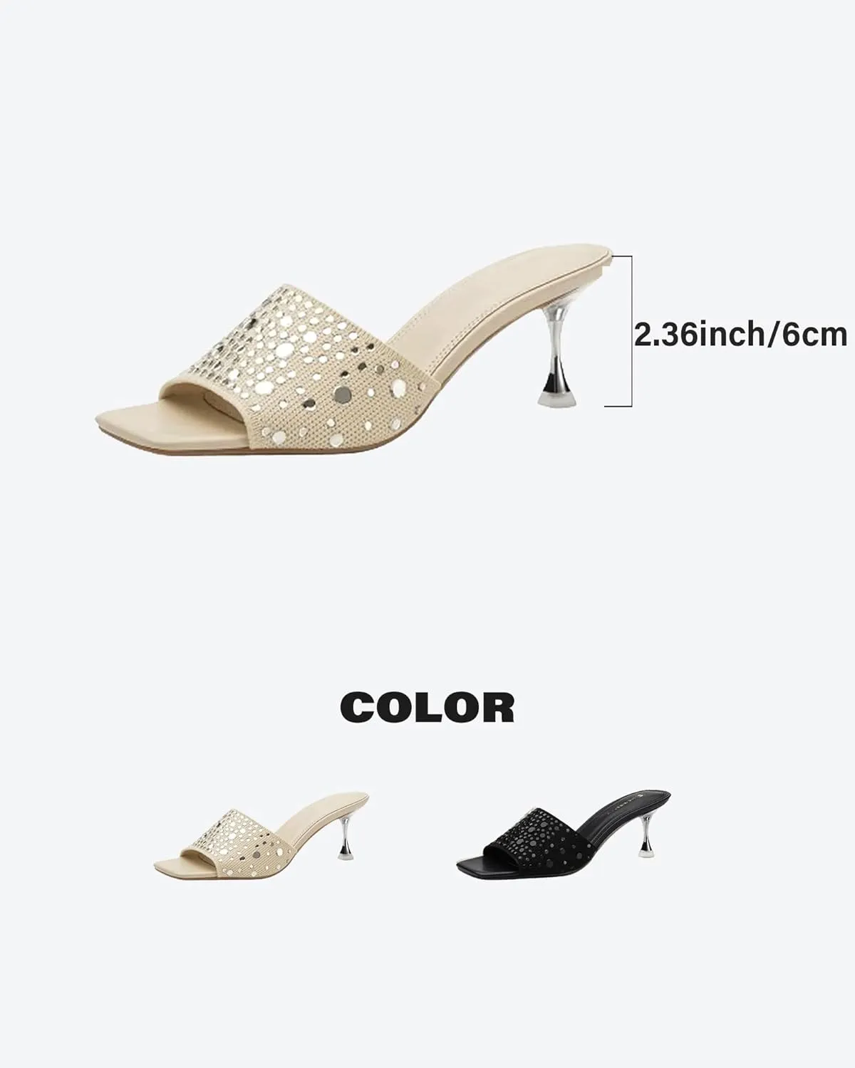 Women's Rhinestone Stiletto Sandals - Elegant Medium Heels with Open Toe for Parties & Daily Outfits