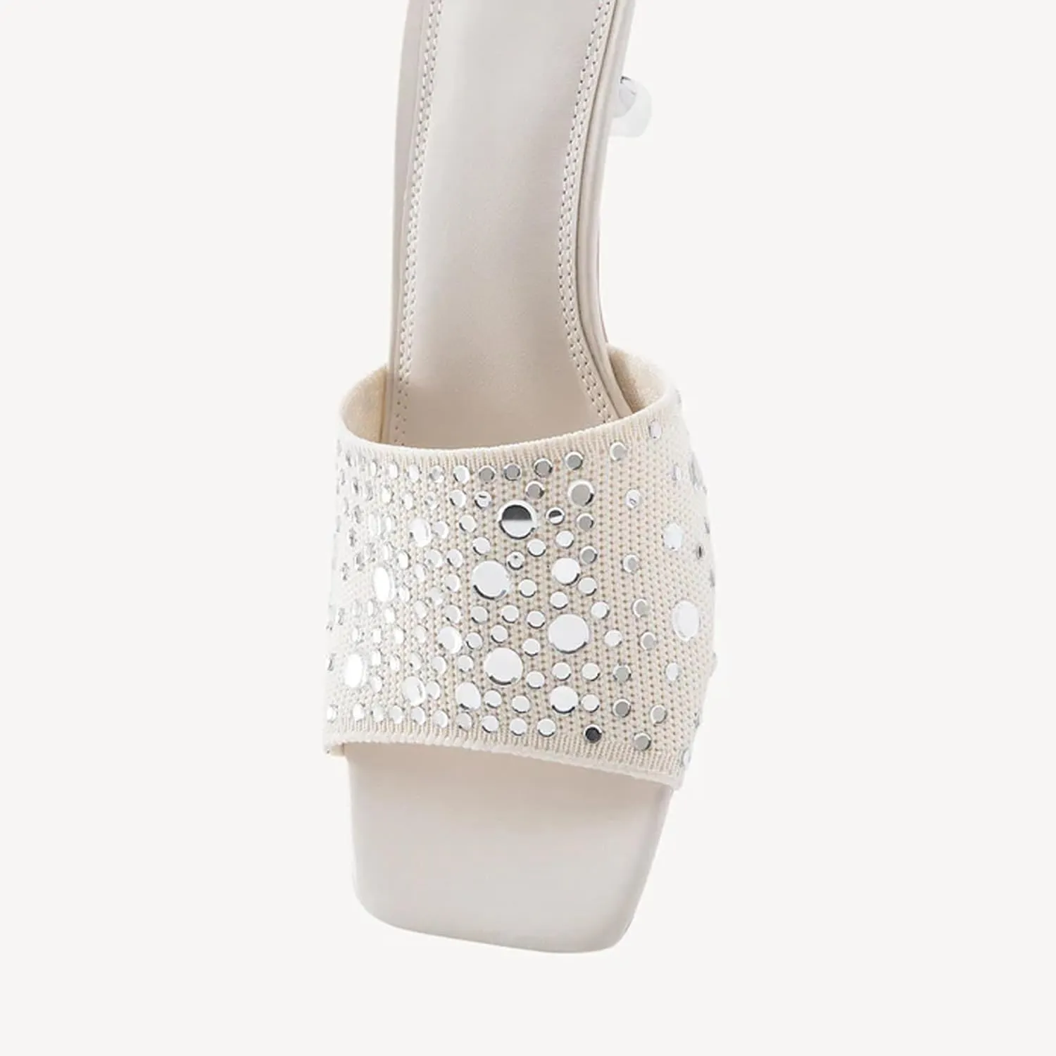 Women's Rhinestone Stiletto Sandals - Elegant Medium Heels with Open Toe for Parties & Daily Outfits