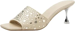 Women's Rhinestone Stiletto Sandals - Elegant Medium Heels with Open Toe for Parties & Daily Outfits