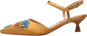 Women’s Silk Pointed-Toe Sandals 1.8Inch Stiletto Heels Handmade Embroidery Elegant Stylish