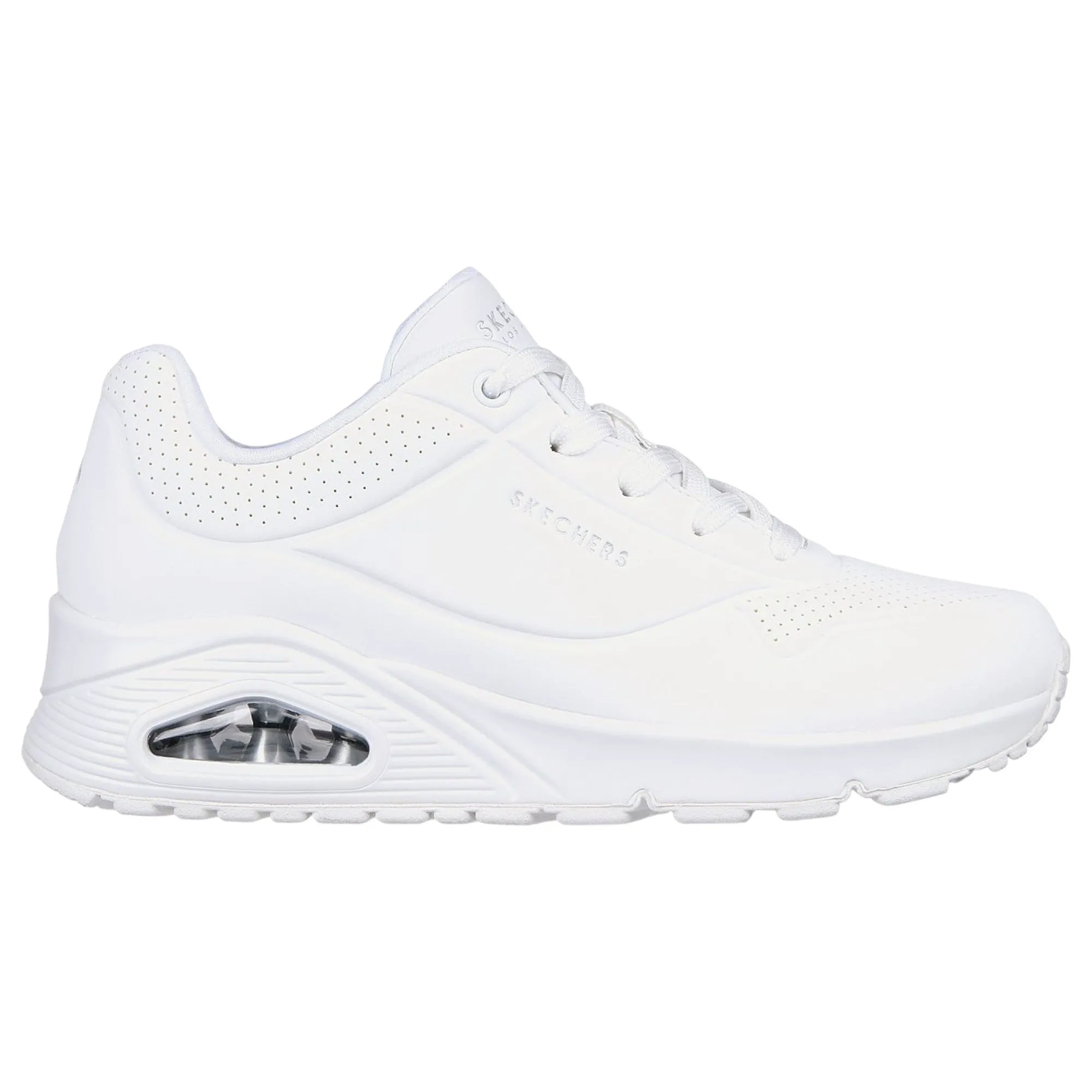 Womens Skechers Uno - Stand On Air White Lace Up Sneaker Shoes