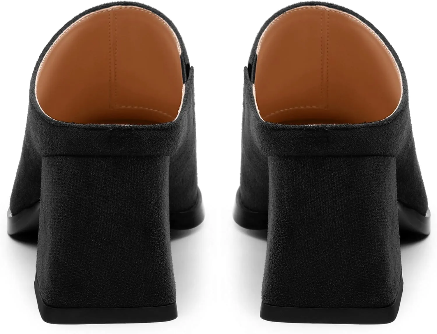 Women's Slide Sandals, Square Closed Toe Chunky Heeled Sandals, Comfort Slip On Fashion Solid Suede Mules Sandals for Women