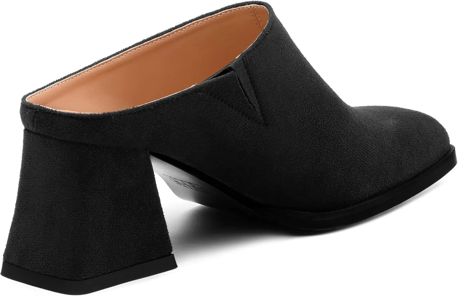 Women's Slide Sandals, Square Closed Toe Chunky Heeled Sandals, Comfort Slip On Fashion Solid Suede Mules Sandals for Women