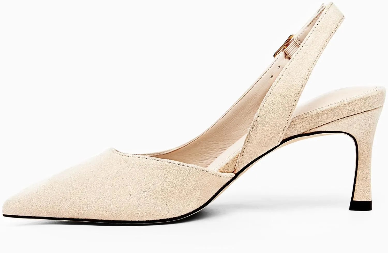 Womens Slingback Heels Low Kitten Pumps Pointed Toe Stiletto Elegant Office Dress Shoes