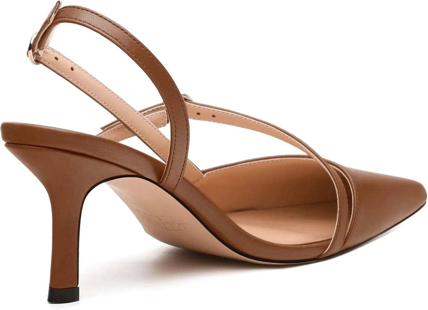 Women's Slingback Pumps, Pointed Toe Buckle Mid Heel, Fashion Solid Matte High Heel Shoes for Women