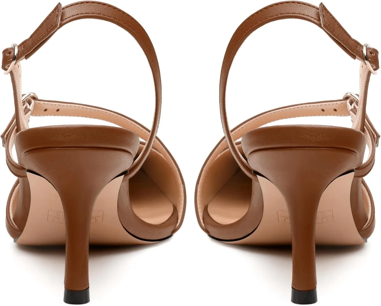 Women's Slingback Pumps, Pointed Toe Buckle Mid Heel, Fashion Solid Matte High Heel Shoes for Women