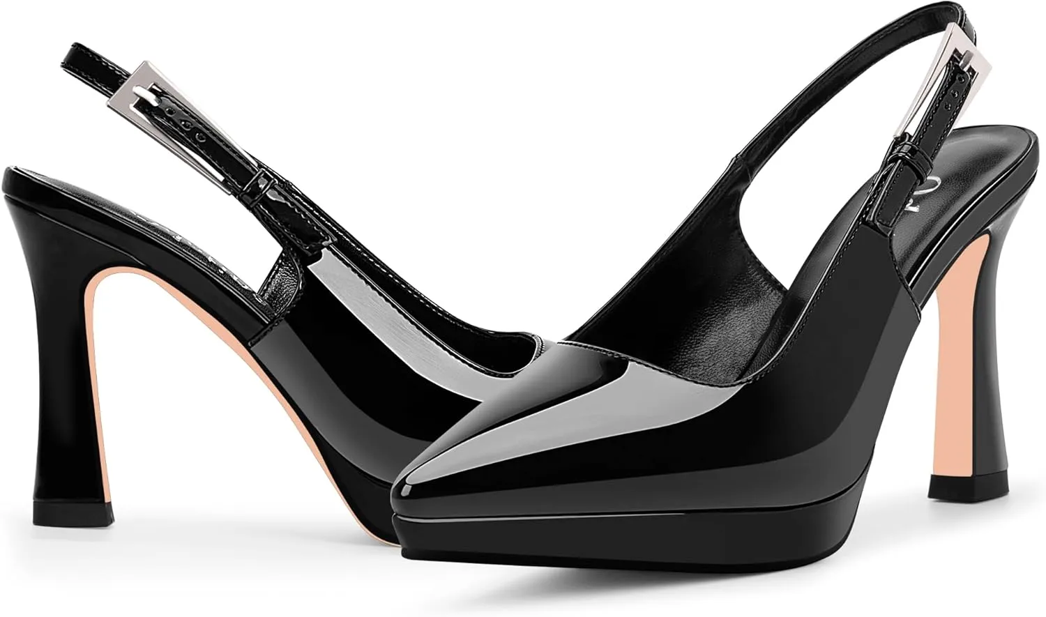 Women's Slingbacks High Heel Platform Pumps Pointed Toe Buckle Strap Dress Shoes