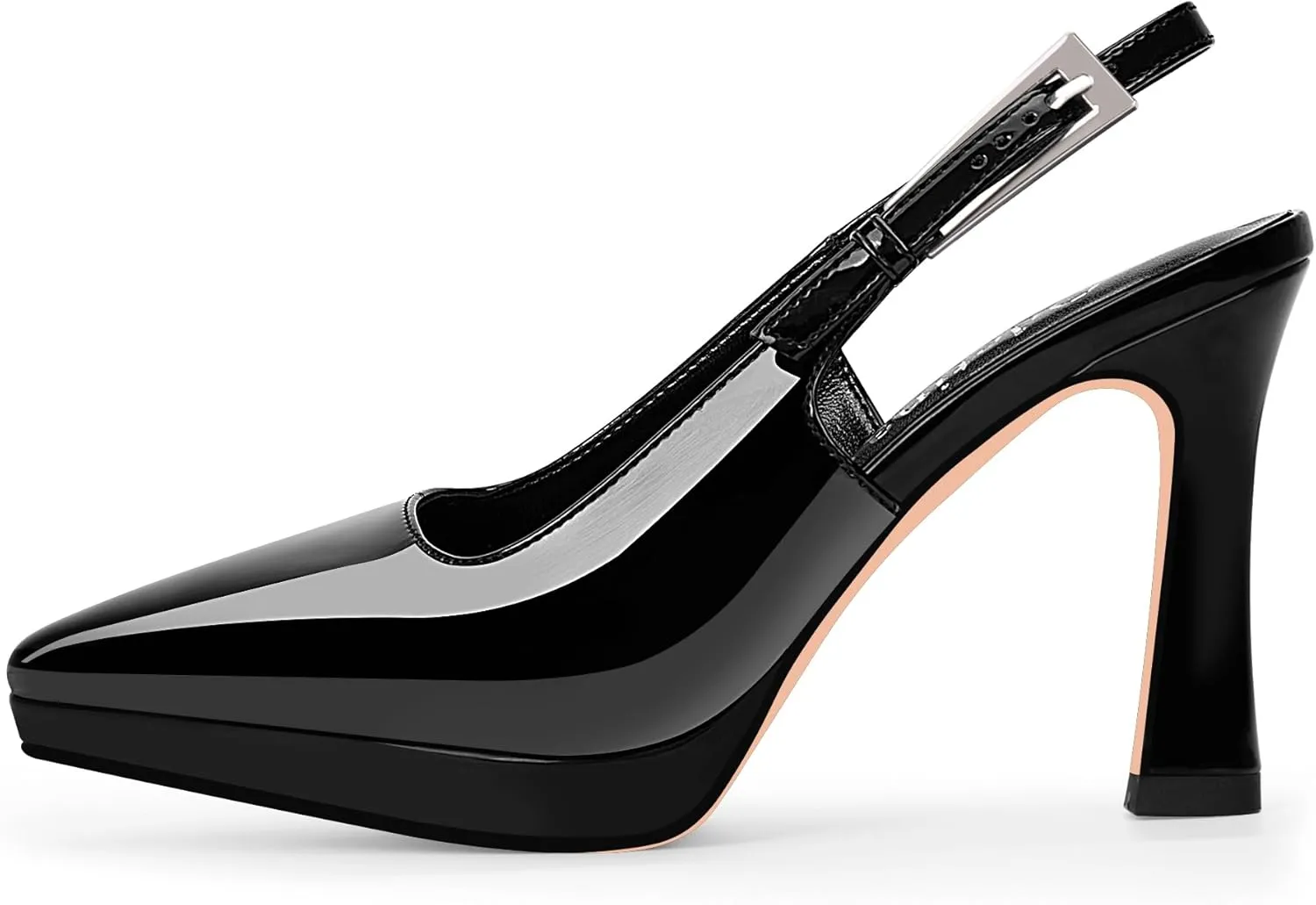 Women's Slingbacks High Heel Platform Pumps Pointed Toe Buckle Strap Dress Shoes