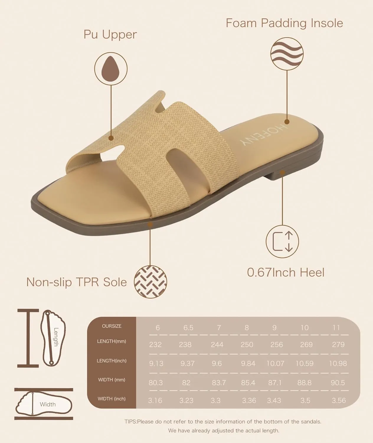 Womens Slip On Flat Sandals Soft Leather Open Toe Slide for Summer Dressy