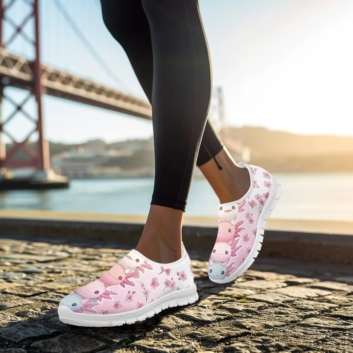 Womens Slip On Sneakers Lightweight Casual Shoes Soft Anti-Slip Tennis Shoes for Gym Travel Size 5.5-11.5 White Sole