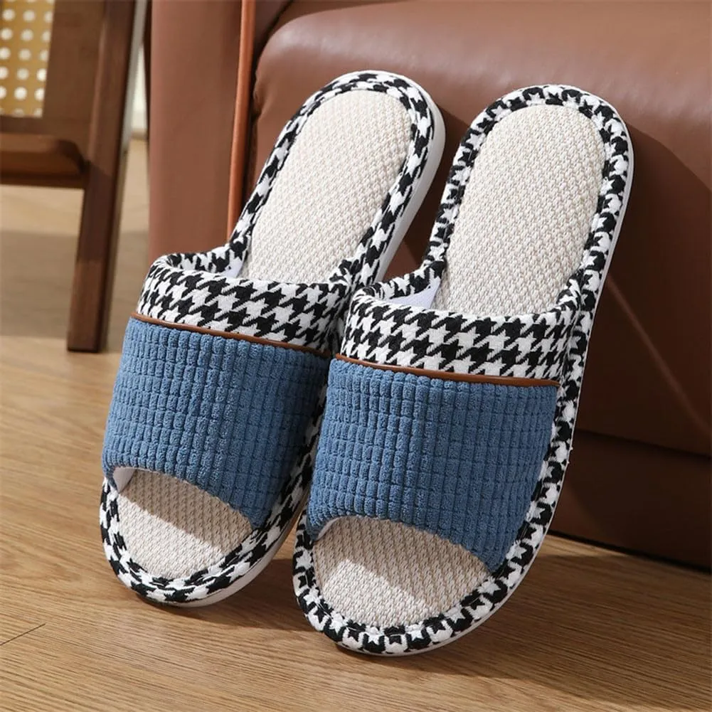 Womens Slippers House Slippers Soft Linen House Shoes Slippers Breathable Home Shoes Memory Foam Slippers Open Toe Bedroom Slippers Washable Slippers for Men indoor
