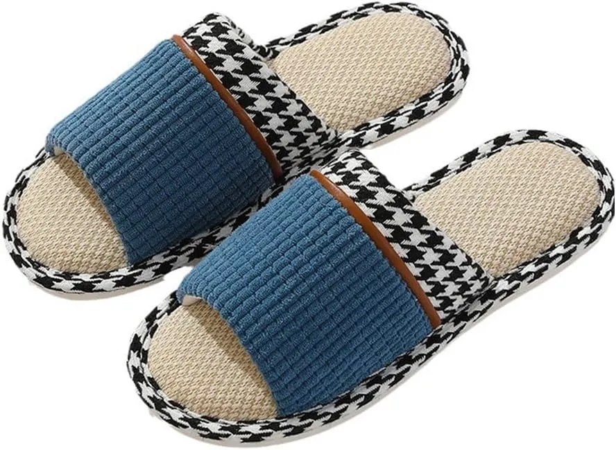 Womens Slippers House Slippers Soft Linen House Shoes Slippers Breathable Home Shoes Memory Foam Slippers Open Toe Bedroom Slippers Washable Slippers for Men indoor