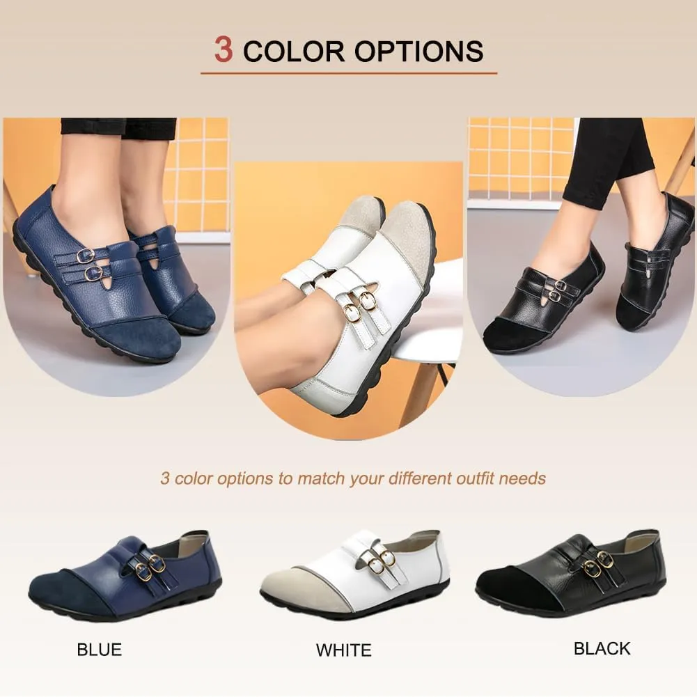 Women's Soft Loafers Slip on, Comfortable Leather Driving Shoes, Casual Flat Shoes