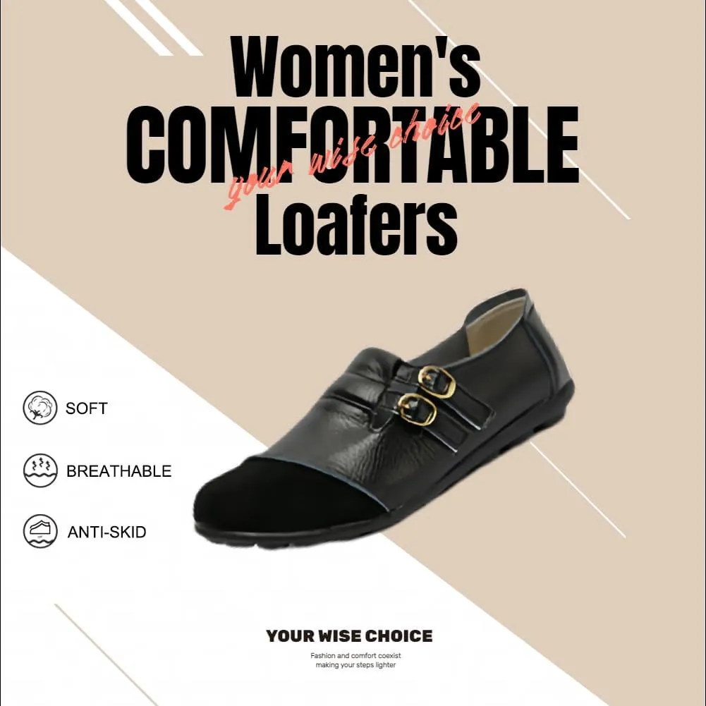 Women's Soft Loafers Slip on, Comfortable Leather Driving Shoes, Casual Flat Shoes