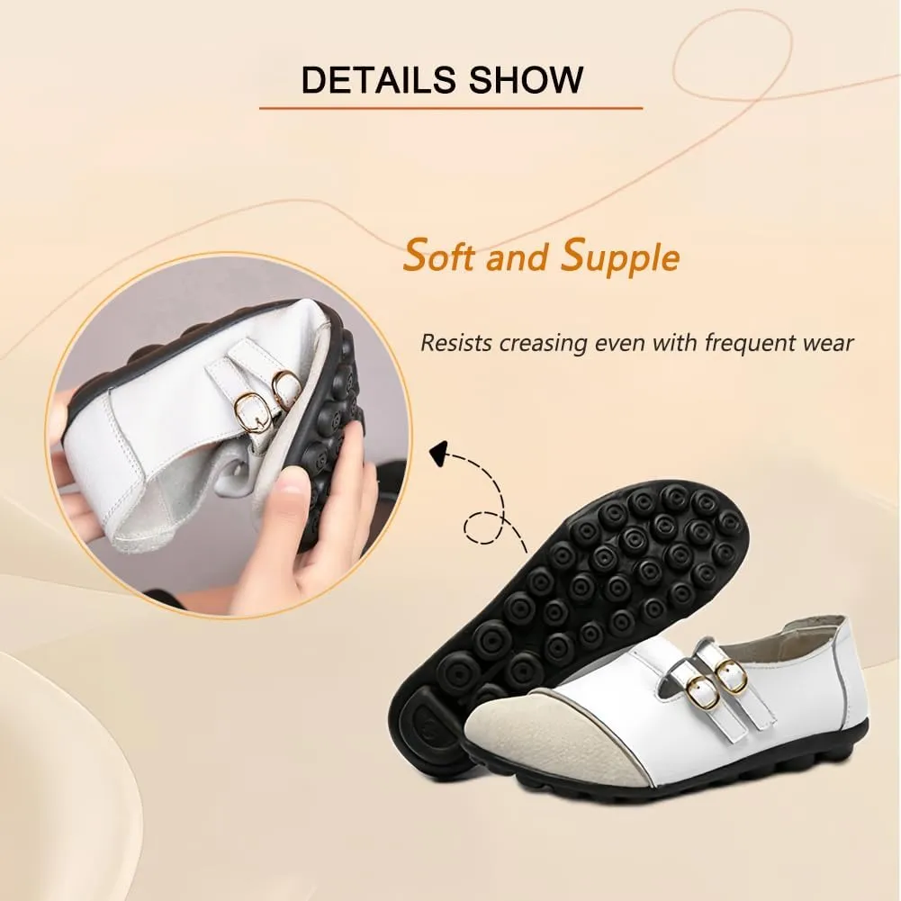 Women's Soft Loafers Slip on, Comfortable Leather Driving Shoes, Casual Flat Shoes