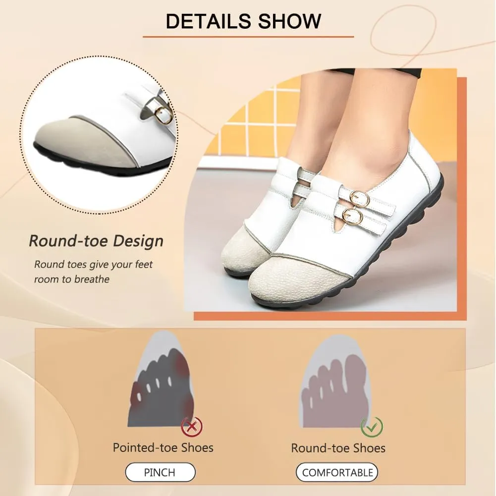 Women's Soft Loafers Slip on, Comfortable Leather Driving Shoes, Casual Flat Shoes