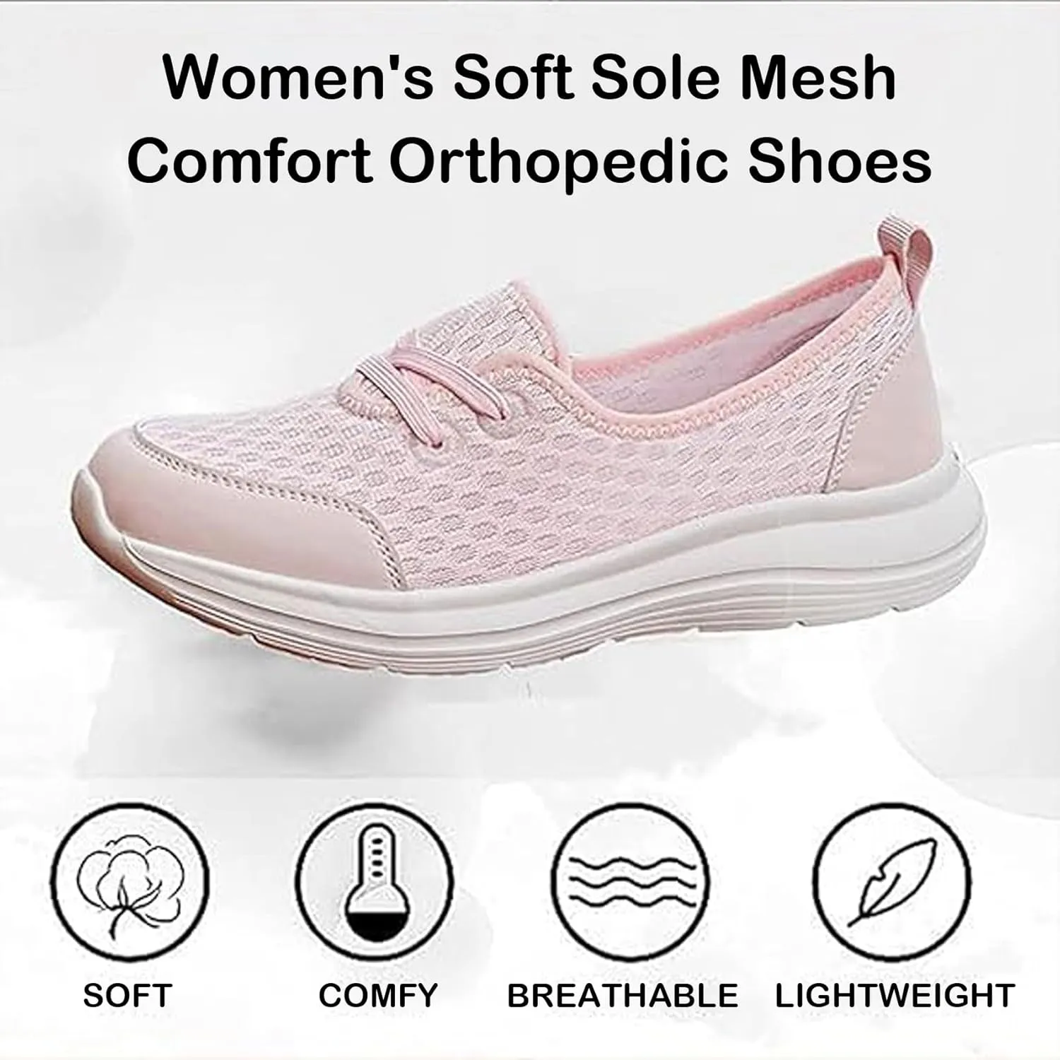 Women's Soft Sole Mesh Comfort Orthopedic Shoes, 2025 New Slip-on Walking Shoes with Arch Support