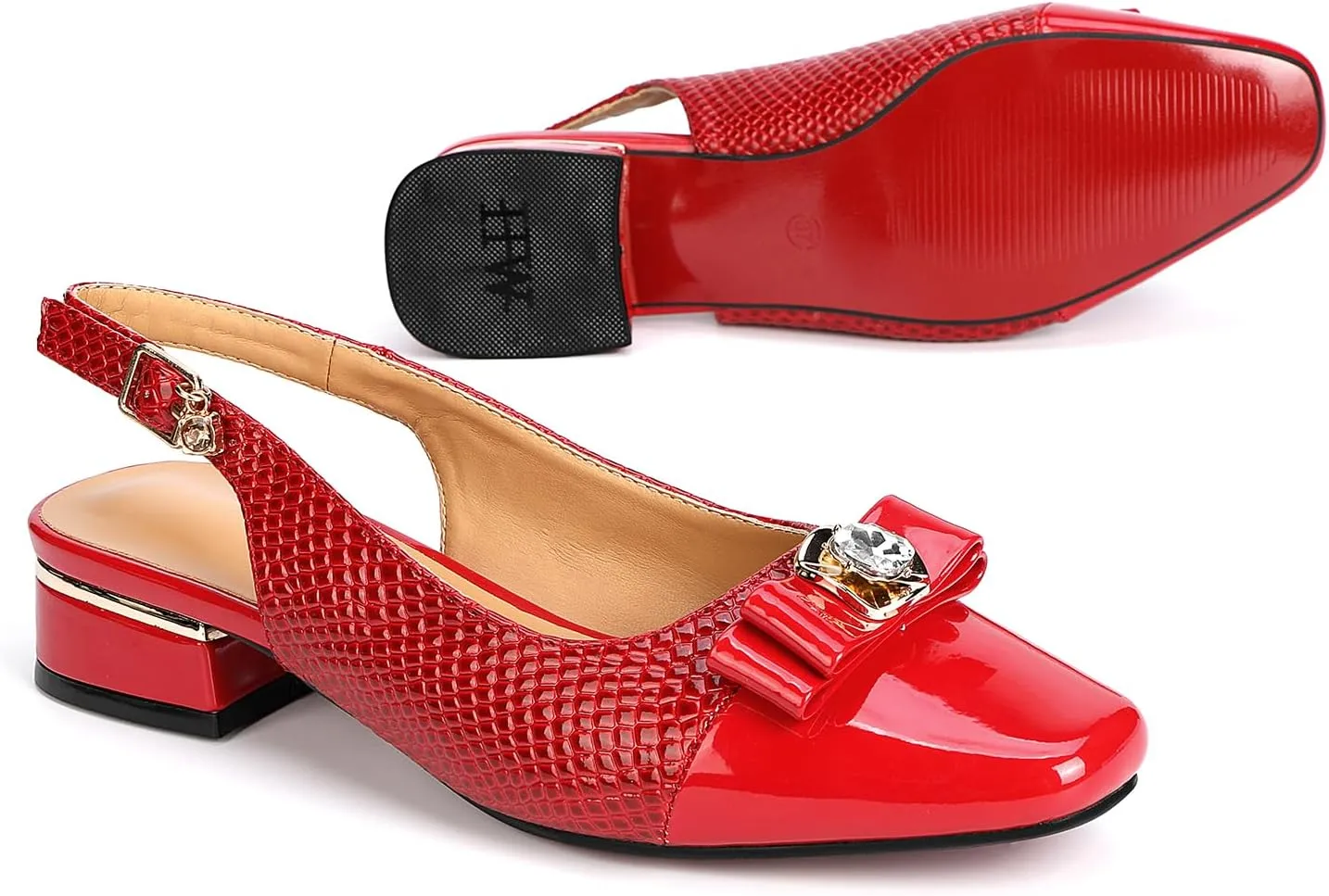 Women's sparkling rhinestone high heels, open heel slip on block heels, closed toe pointy toe ankle strap elegant high heels for dinner ball