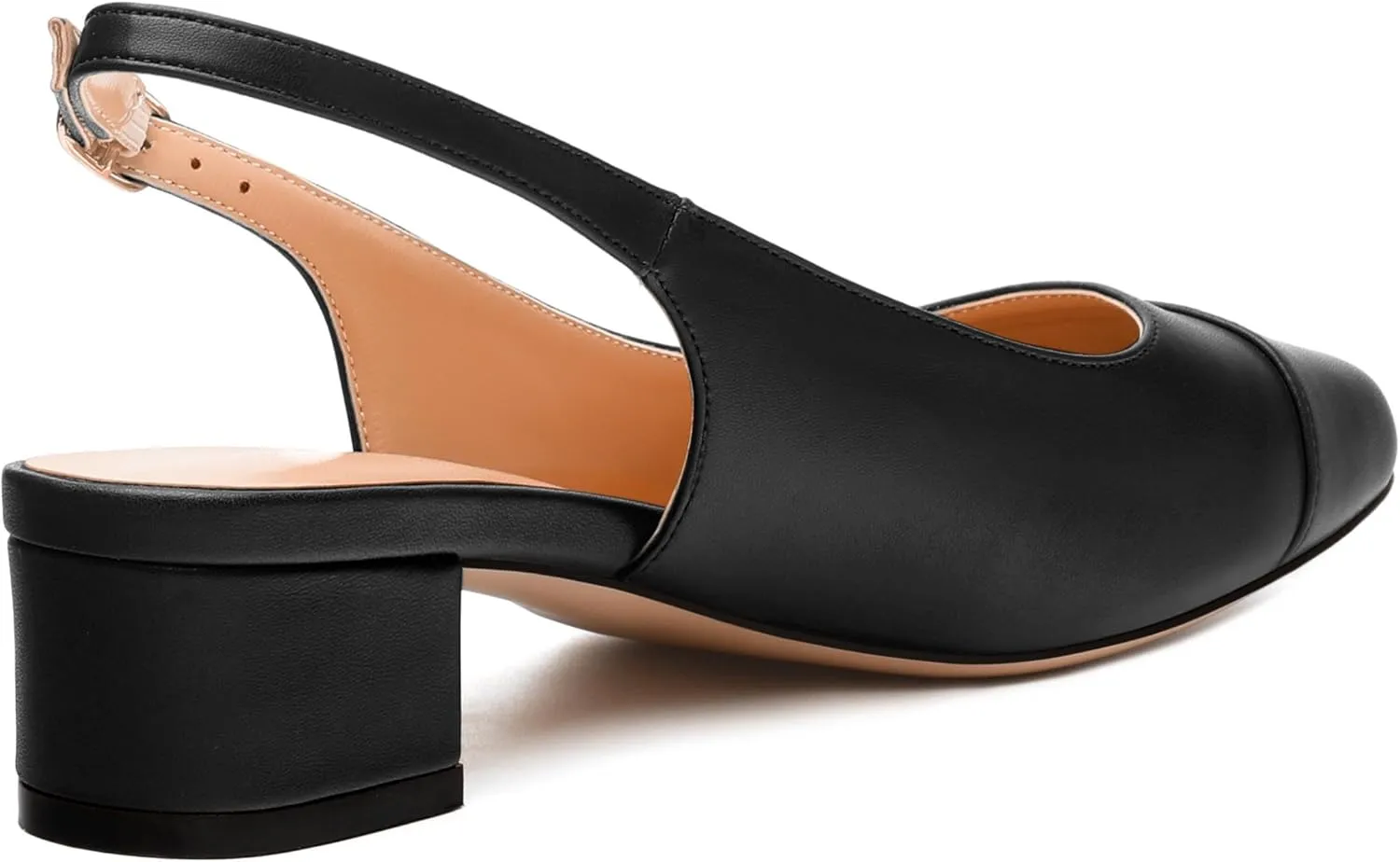 Womens Sqaure Toe Block Heel Slingback Pumps