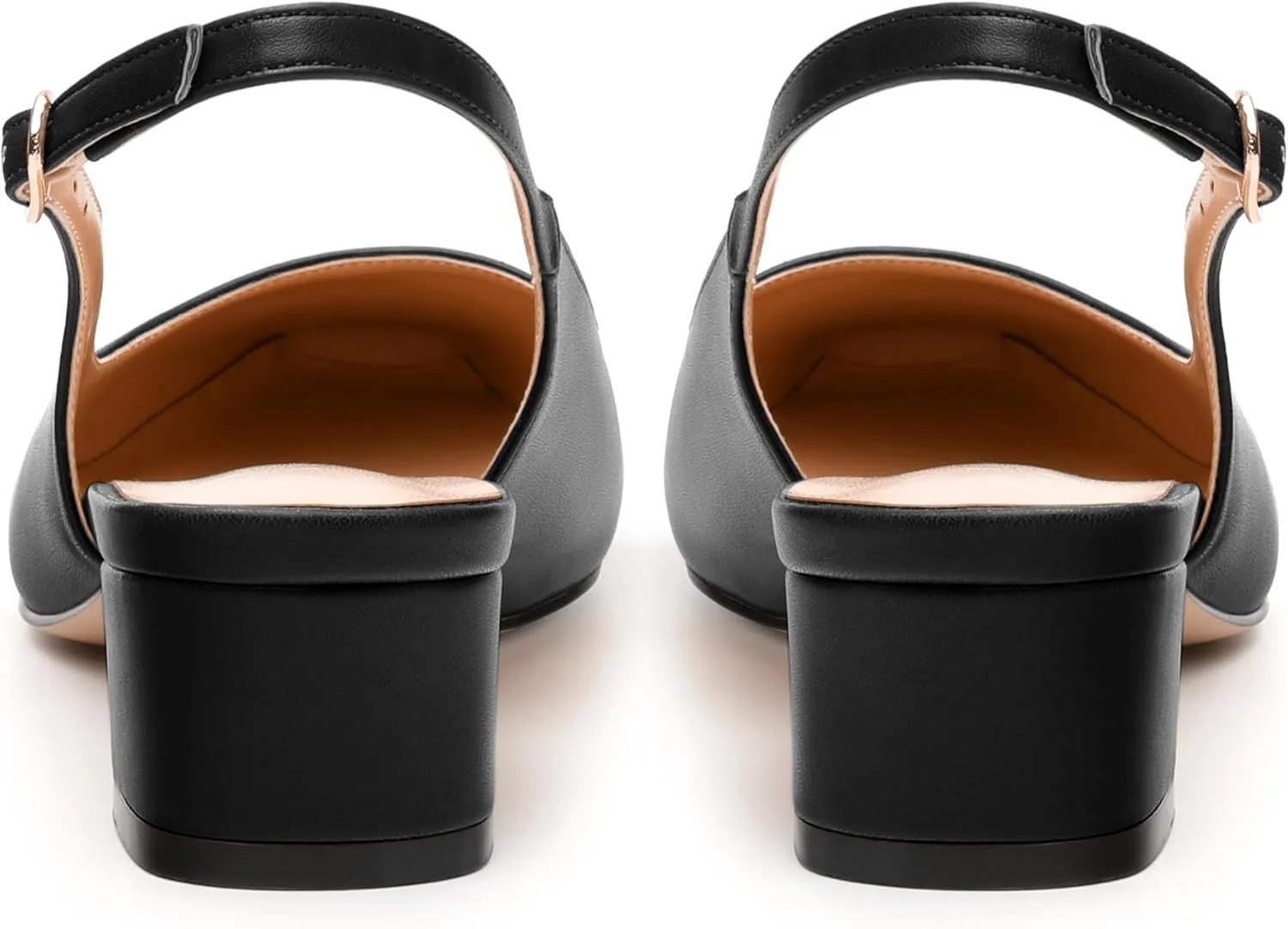 Womens Sqaure Toe Block Heel Slingback Pumps