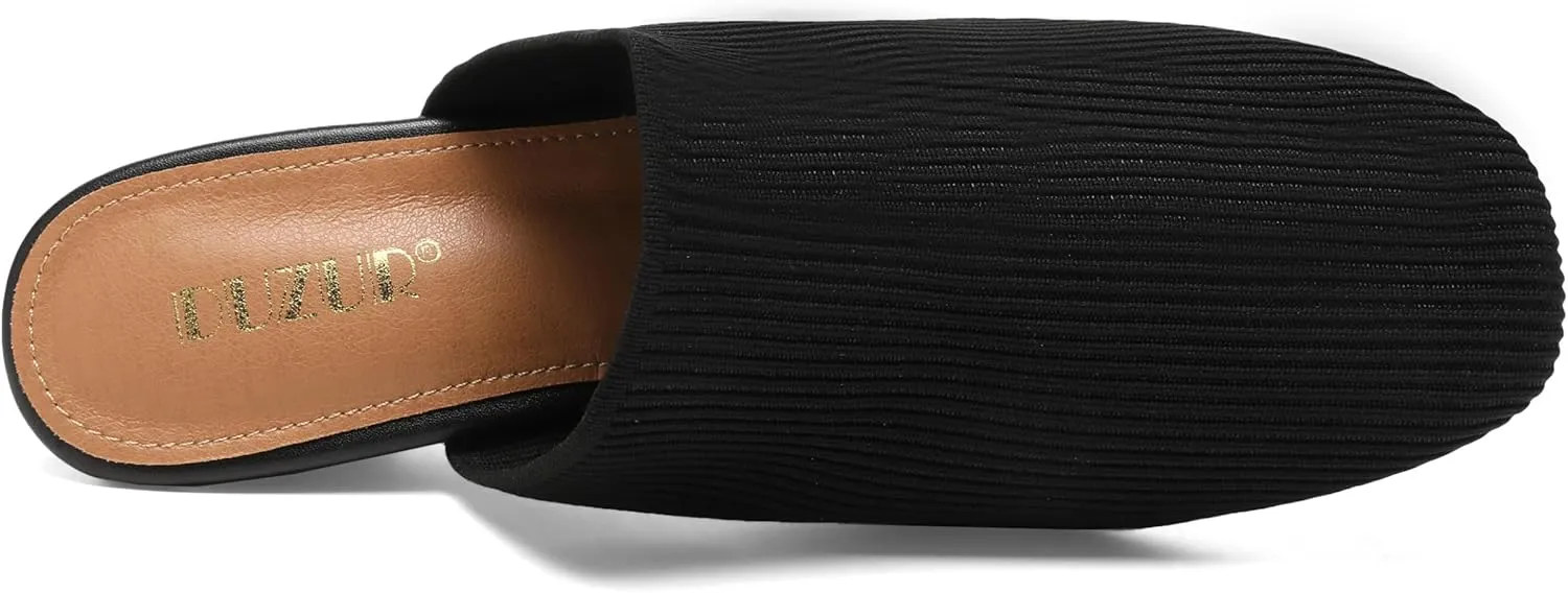 Womens Stacked Heel Wedges Knitted Heeled Mules,Ladies High Heel Slip on Comfortable Trendy Dressy Casual Fancy Holiday Going Out Everyday Crochet Elegant Shoe