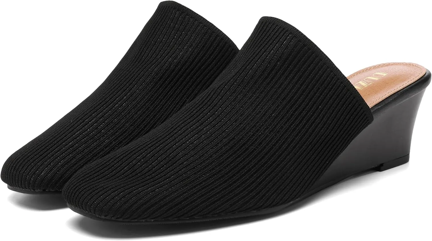 Womens Stacked Heel Wedges Knitted Heeled Mules,Ladies High Heel Slip on Comfortable Trendy Dressy Casual Fancy Holiday Going Out Everyday Crochet Elegant Shoe