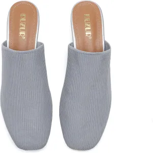 Womens Stacked Heel Wedges Knitted Heeled Mules,Ladies High Heel Slip on Comfortable Trendy Dressy Casual Fancy Holiday Going Out Everyday Crochet Elegant Shoe