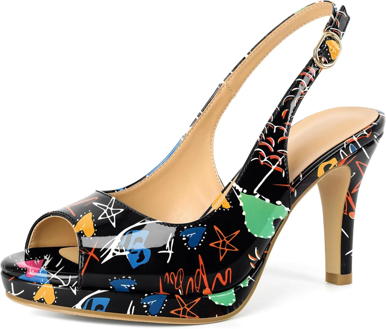 Women's Stiletto High Heel Pumps Peep Toe Pumps for Women Platform Heels Slingback Heels Sexy Dance Pumps 3.5 Inch Heels