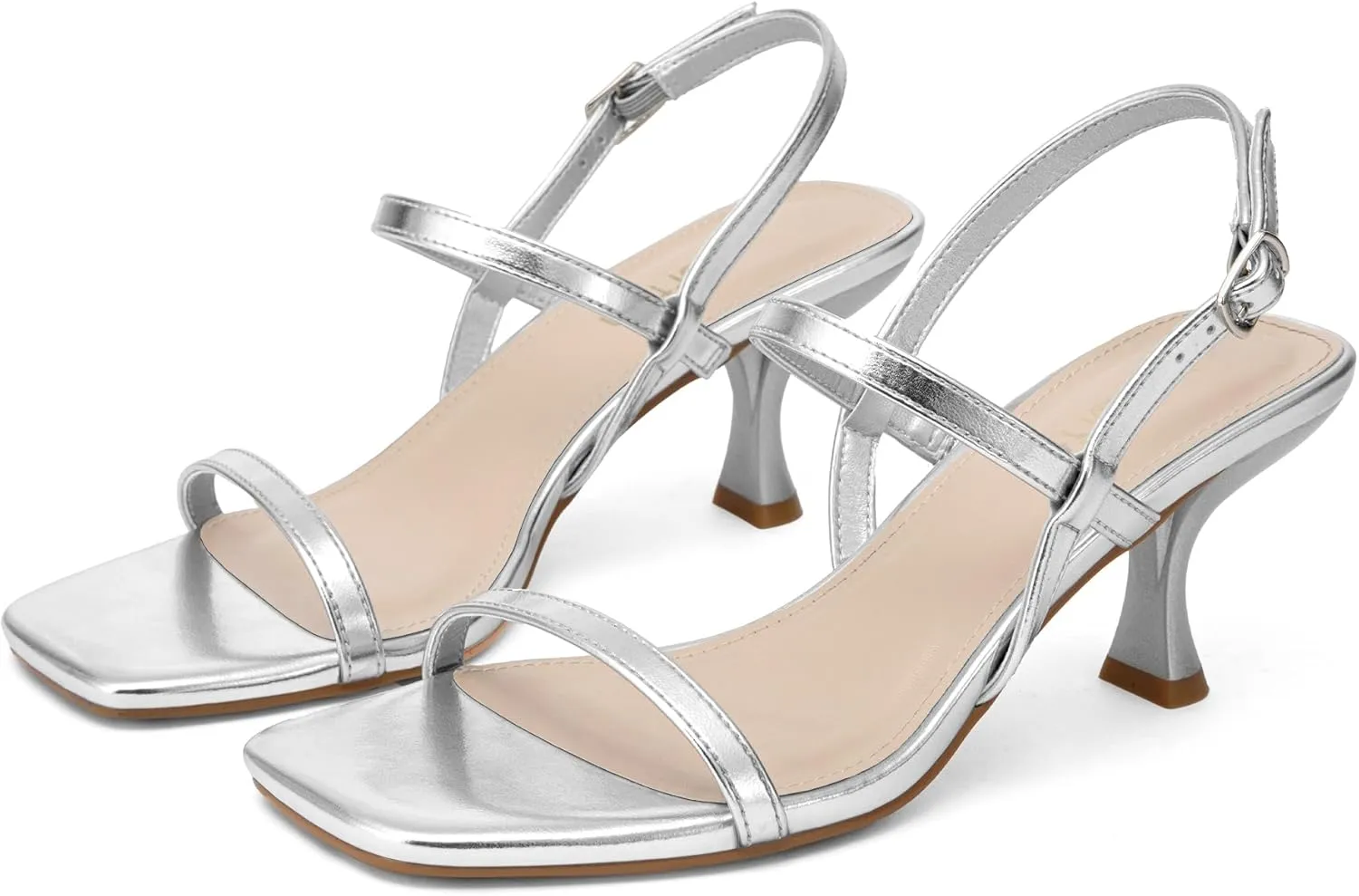 Women's Strappy Kitten Heel Sandals Square Open Toe Low Heel Buckle Ankle Strap Comfortable Fashion Wedding Party Dressy Shoes